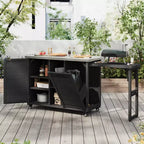 Isola da Cucina da Esterno da 78,3 Pollici con Piano di Lavoro in Acciaio Inossidabile, Stazione Barbecue Pieghevole e Armadietti, Nero