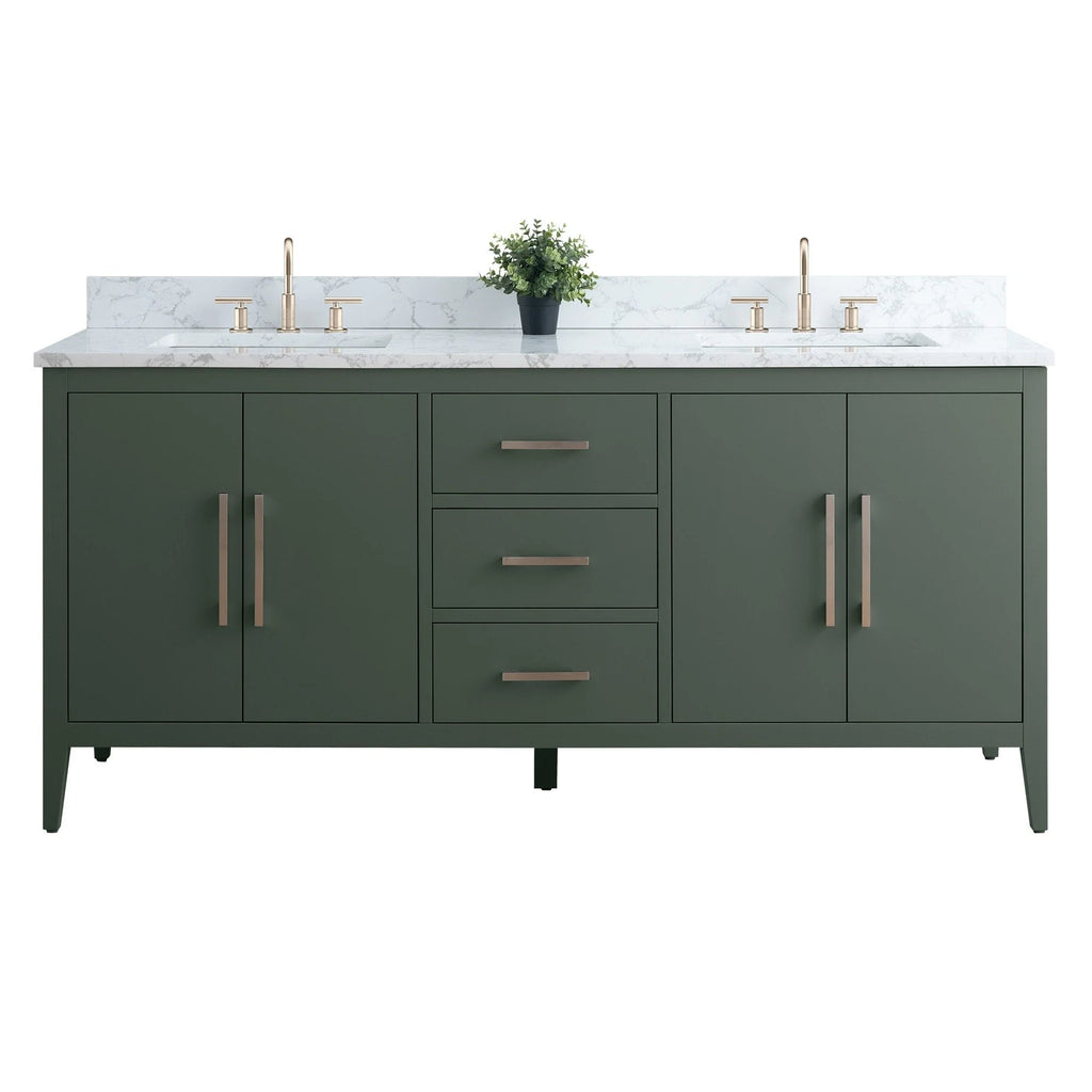 Mobile lavabo doppio Vanity Art 72 per bagno con piano in marmo composito
