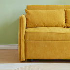 Divano letto estraibile in ciniglia gialla - 39,00 x 53,50 x 31,50