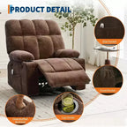 Poltrona Reclinabile Oversize per Adulti, Sofà Girevole a Dondolo Manuale, Tasche Laterali e Portabicchieri per Persone Grandi e Alte, Soggiorno