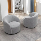 Poltrona girevole a barilotto imbottita KINWELL da 34 pollici (Set di 2)