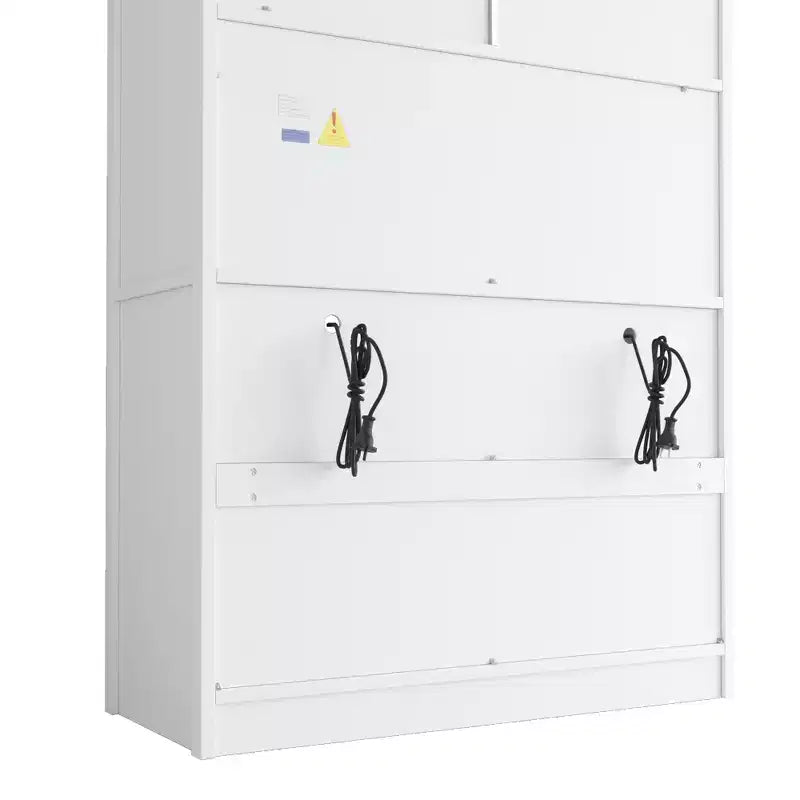 Dispensa Alta da Cucina con Prese di Corrente, Grande Credenza Autoportante con Supporto per Microonde, Cassetti, Scaffali, Portabottiglie e Ante con Ripiani
