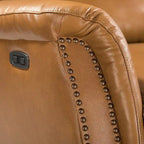 Poltrona reclinabile Eduardo in vera pelle con porta USB, set da 2