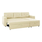 Divano componibile convertibile reversibile con letto estraibile, chaise longue con contenitore nascosto e gambe durevoli
