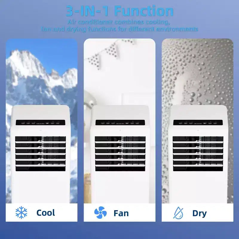 Condizionatore d'aria portatile da 8.000 BTU - 3-in-1 Raffreddamento, Deumidificatore e Ventilatore per ambienti fino a 32,5 mq con Modalità Sleep e 1 Anno di Garanzia