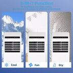 Condizionatore d'aria portatile da 8.000 BTU - 3-in-1 Raffreddamento, Deumidificatore e Ventilatore per ambienti fino a 32,5 mq con Modalità Sleep e 1 Anno di Garanzia