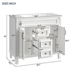 Mobile Bagno Moderno da 90cm con Lavabo Integrato e Specchiera, 2 Ante e 2 Cassetti