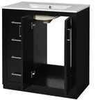 Mobile bagno 30 pollici con lavabo singolo, armadietto e 3 cassetti – Nero / Blu / Verde / Indaco / Bianco