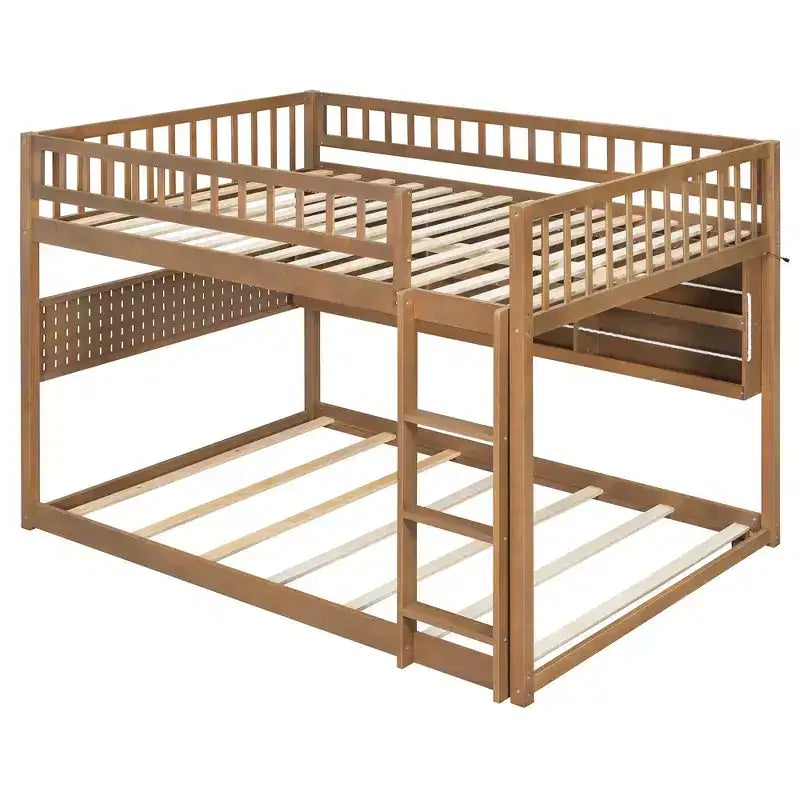 Luxystar Letto a castello moderno a due piazze con contenitore, mensole illuminate e pannello forato