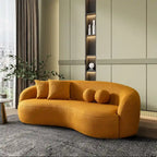 Divano curvo Blaine in tessuto Bouclé di lusso, stile giapponese moderno