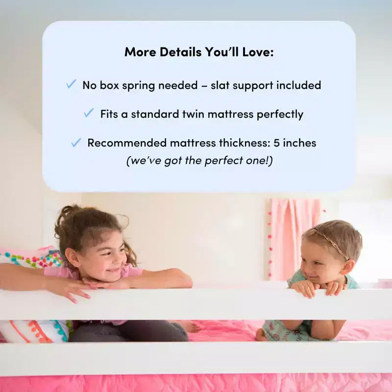 Letto a castello basso con scalini, scivolo e tenda camion dei pompieri