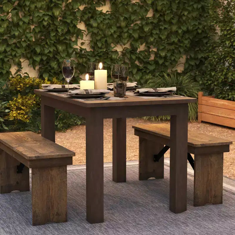 Flash Furniture Tavolo da Pranzo Rettangolare Rustico in Pino Massiccio 46 x 30