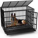 BOSSIN Trasportino/Gabbia/Panca per Cani Indistruttibile Resistente da 48/38 Pollici, Anti-Fuga, con Ruote Bloccabili