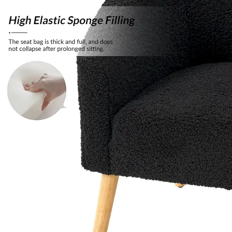 Poltrona Sheila Modern 30 W Boucle con gambe in legno massello, set da 2 di HULALA HOME