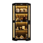 Vetrina in vetro, vetrina a 4 ripiani, vetrina angolare per oggetti da collezione/giocattoli/libri, armadietto contenitore per soggiorno