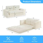 Mjkone Divano letto futon convertibile 2 in 1 da 180 cm, in tessuto a coste, pieghevole, con bottoni trapuntati, divanetto salvaspazio