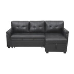 Divano componibile convertibile reversibile con letto estraibile, chaise longue con contenitore nascosto e gambe durevoli
